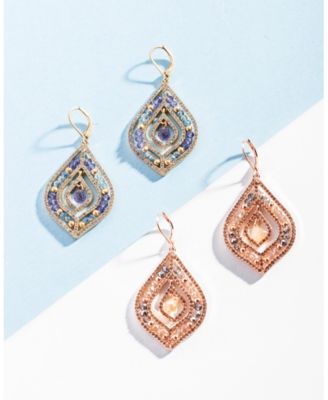 Pav&eacute; & Stone Beaded Chandelier Earrings 