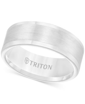 image of Triton Men-s Ring, 8mm Wedding Band in White or Black Tungsten