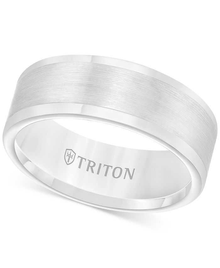 Triton Men's Stainless Steel Ring, Black Design Wedding Band - Macy's