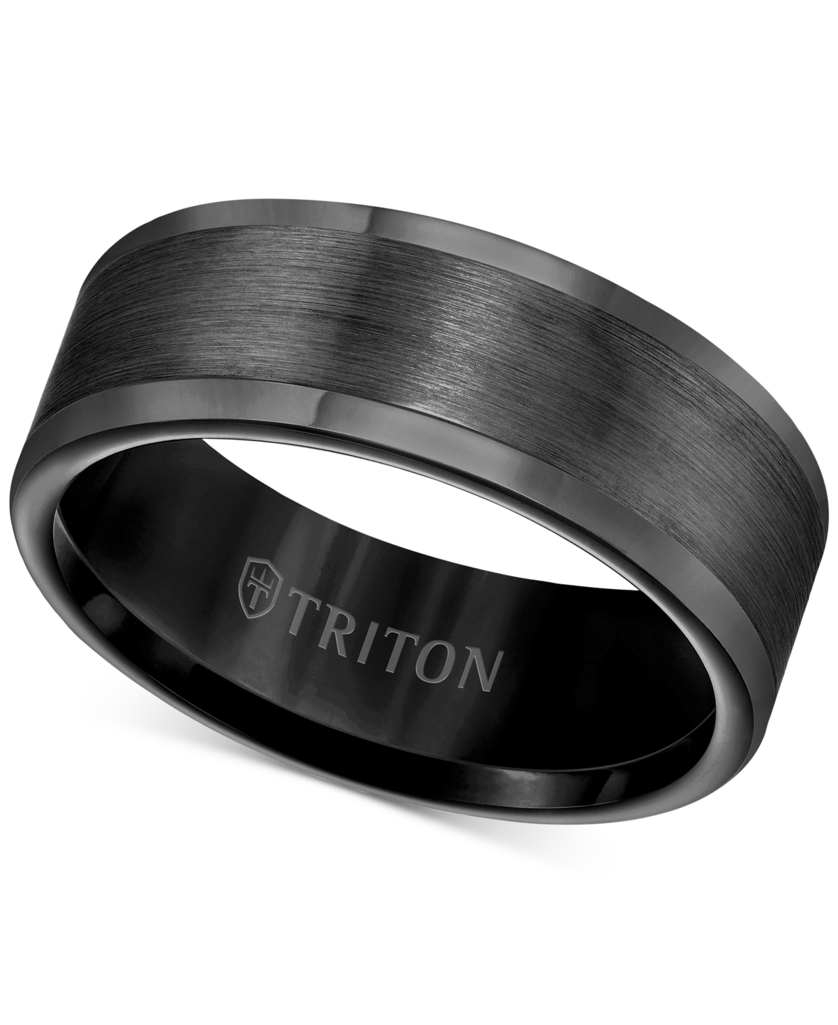 Men's Ring, 8mm Wedding Band in White or Black Tungsten - White Tungsten