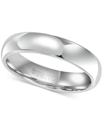 Triton Men's White Tungsten Carbide Ring, Dome Wedding Band (5mm) - Macy's