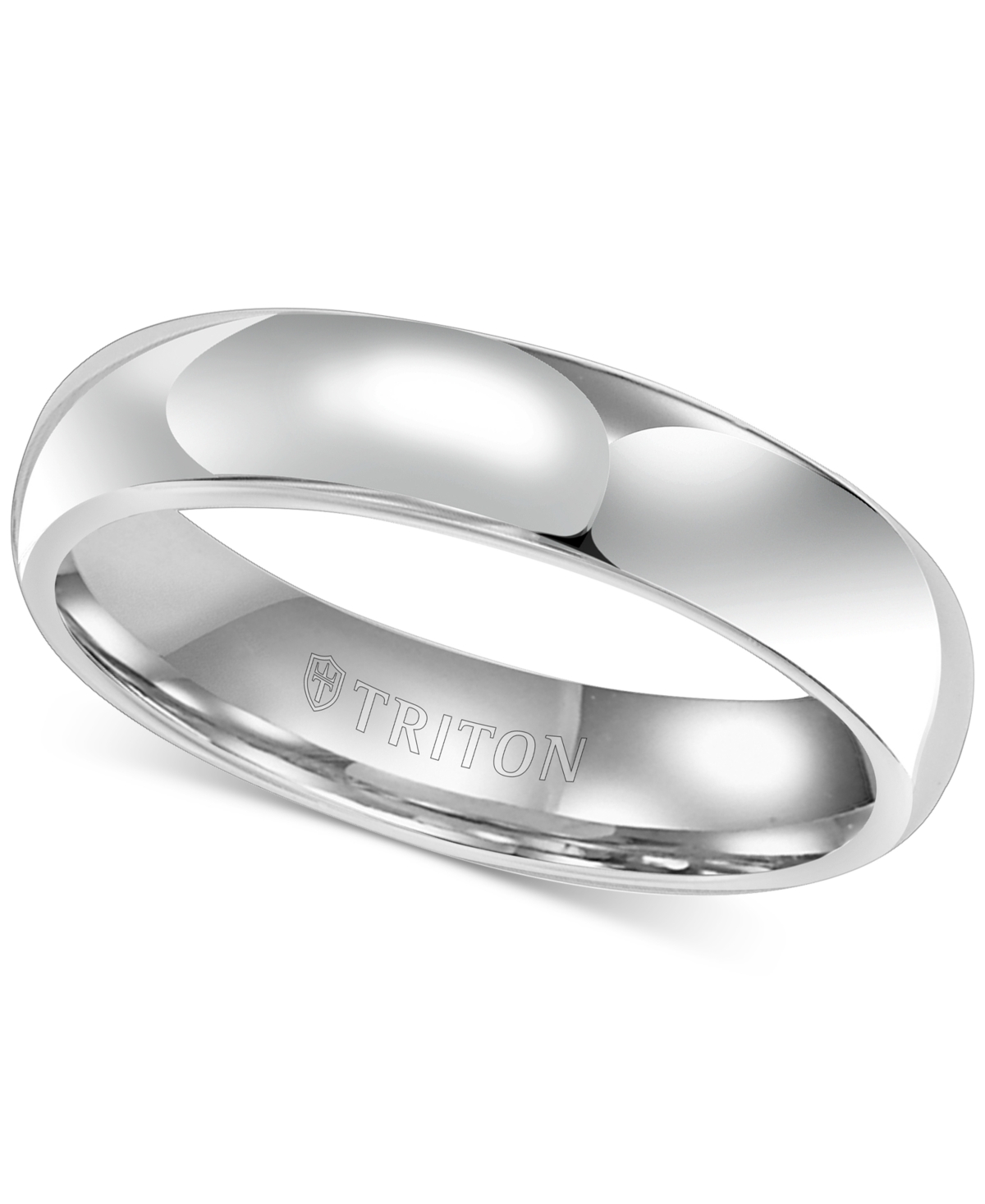 Men's White Tungsten Carbide Ring, Dome Wedding Band (5mm) - Tungsten