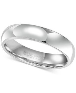image of Triton Men-s White Tungsten Carbide Ring, Dome Wedding Band (5mm)