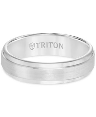 Men's White Tungsten Carbide Ring, Comfort Fit Wedding Band (6mm)