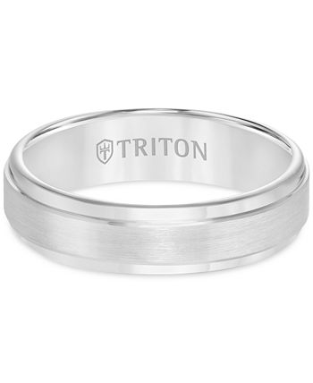 Triton Men's White Tungsten Carbide Ring, Comfort Fit Wedding Band (6mm ...