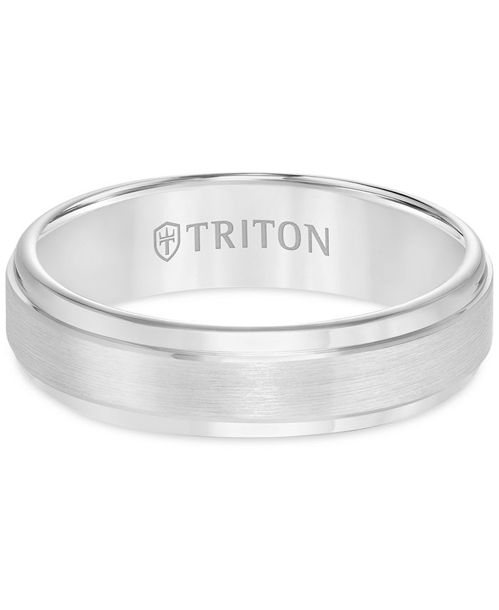 Triton Men's White Tungsten Carbide Ring, Comfort Fit Wedding Band (6mm ...