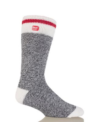 Heat Holders Men's Lite Cream Block Twist Thermal Socks - Charcoal