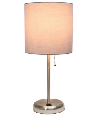 Lime Lights Stick Lamp with USB charging port and Fabric Shade