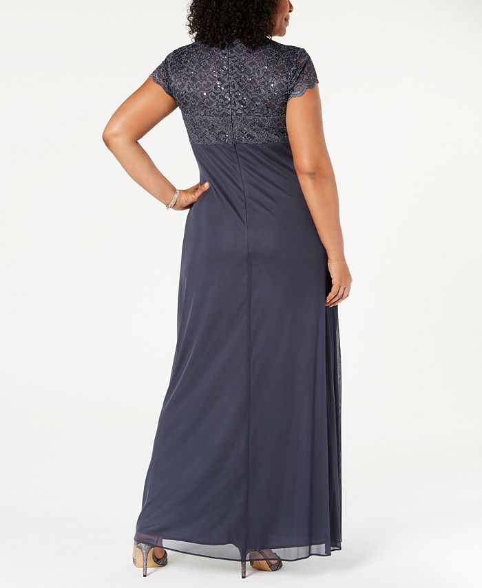 Betsy & Adam Women's Plus Lace Empire Waist Gown -Blue- Size 14W main image 1