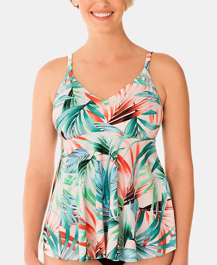Swim Solutions Resort Ready Printed V-Neck Tankini Top, Created For ...