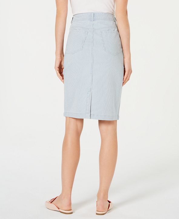 Charter Club Petite Striped Denim Skirt, Created for Macy ...