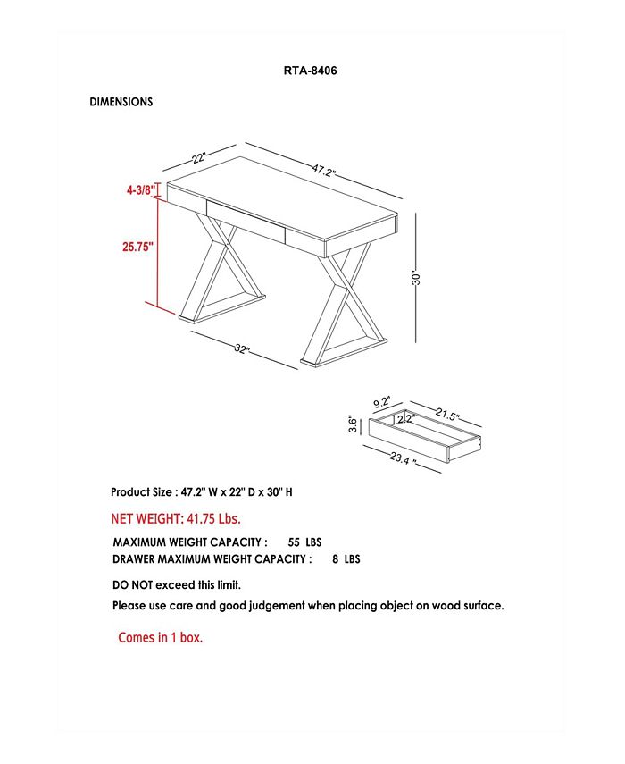 RTA Products Techni Mobili Trendy Writing Desk Macy's