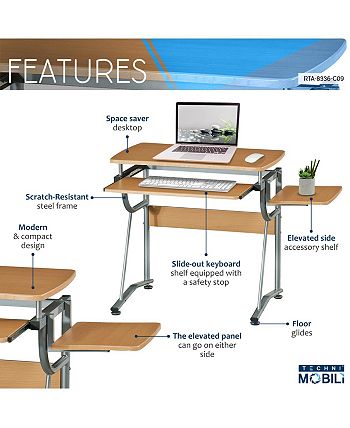 RTA Products - Techni Mobili Compact Computer Desk, Quick Ship