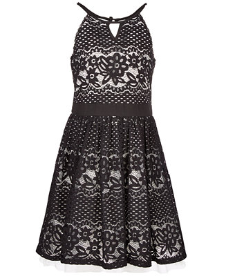 Sequin Hearts Big Girls Cut Out Lace Skater Dress, Created for Macy's ...