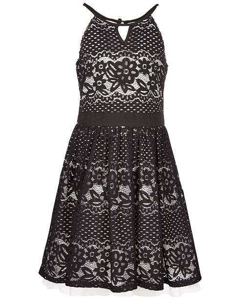 Sequin Hearts Big Girls Plus Lace Cutout Halter Dress Created For