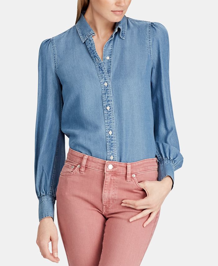 Lauren Ralph Lauren Puff Sleeve Denim Shirt Macy s