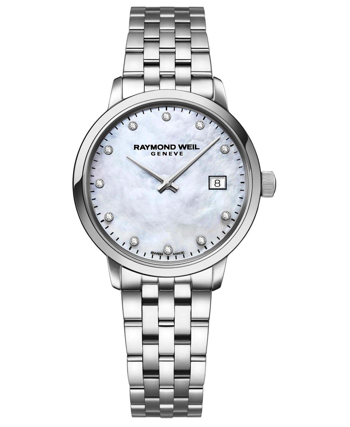 Raymond Weil Women's Toccata Stainless Steel, Mother-of-pearl, & 0.0429 Tcw Diamond Bracelet Watch In Silver