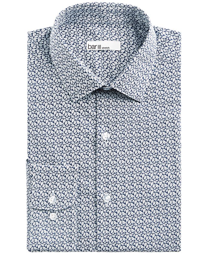 Bar III Men's Slim-Fit Stretch Leaf Print Dress Shirt, Created for Macy ...