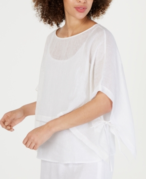 EILEEN FISHER ORGANIC LINEN BOAT-NECK CROPPED PONCHO