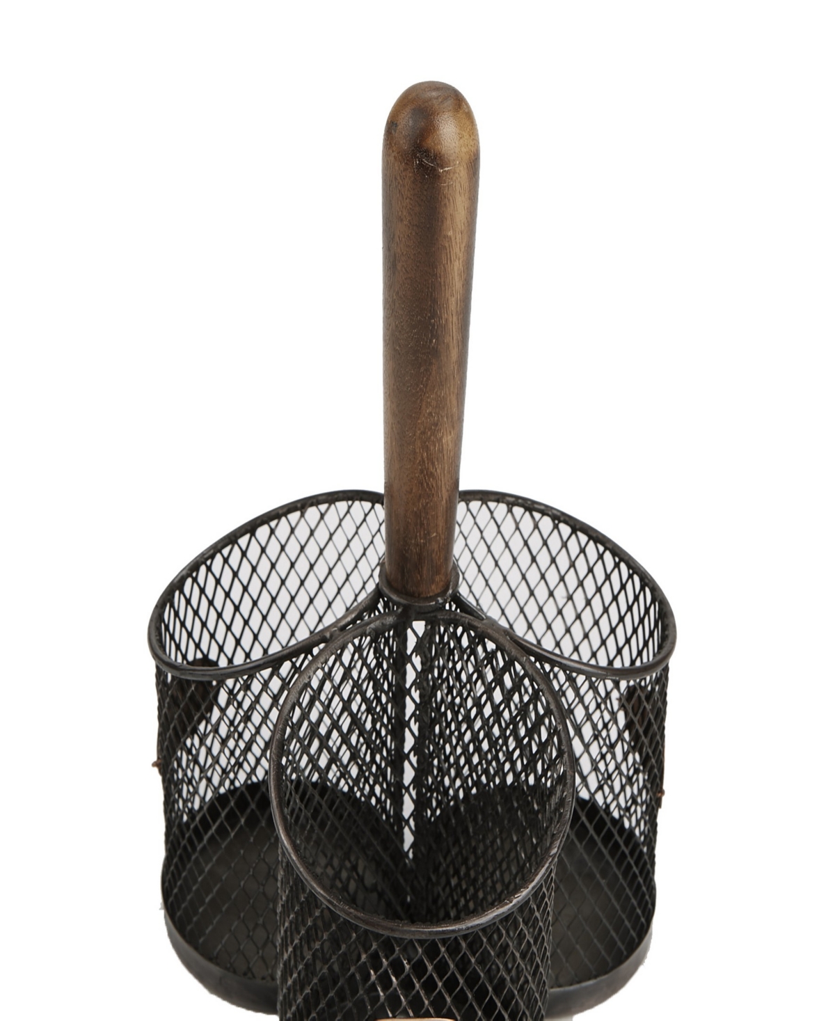 Wood 3 Section Utensil Caddy - Brown