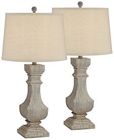Poly Wood Grey Wash Table Lamp - Set of 2