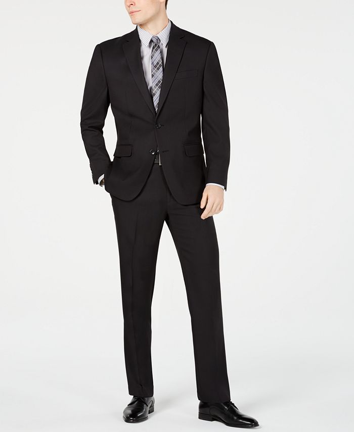 Club Room Men s Classic Fit Stretch Black Pindot Suit Created for