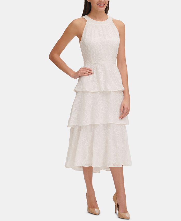 Tommy Hilfiger Embroidered Tiered Midi Dress, Created for Macy's - Macy's