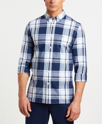 lacoste men's slim fit stretch cotton poplin shirt
