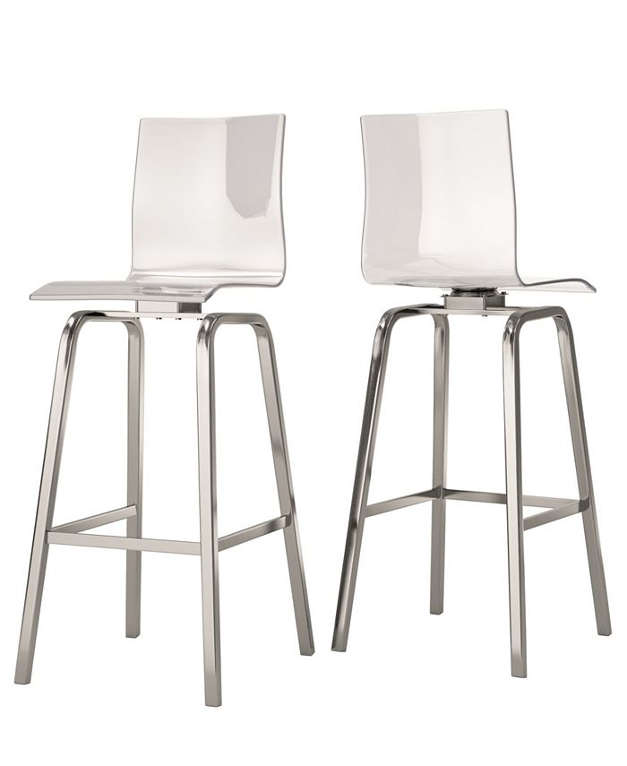 Miles Clear Acrylic Swivel High Back Bar Stools With Back By Inspire Q