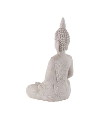 Grey Magnesium Oxide Buddha Garden Sculpture, 28 x 19 x 13