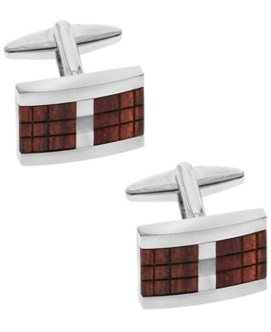 image of Sutton Silver-Tone Wood Inset Cufflinks