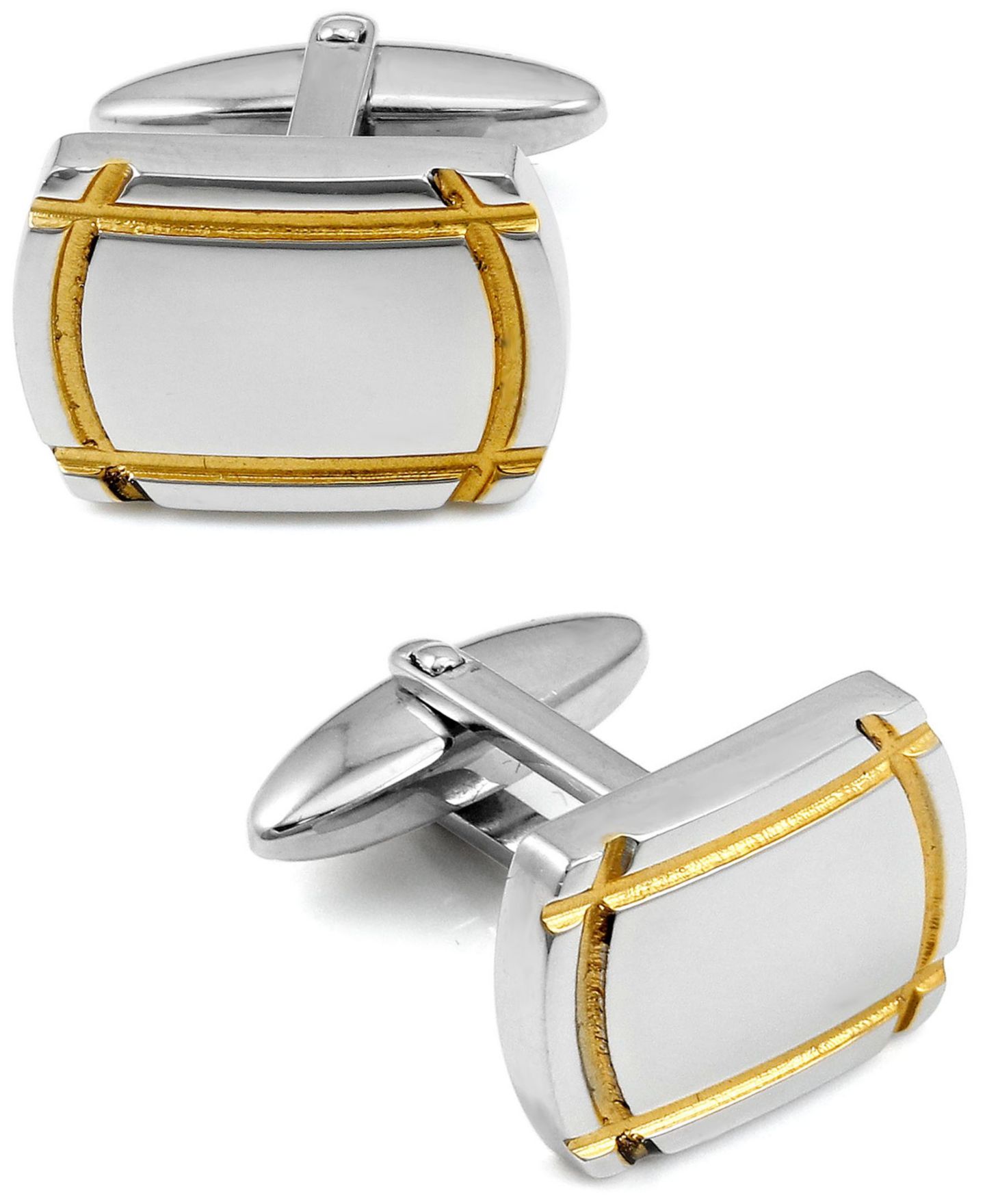Мужские запонки Rhona Sutton Sutton Sterling Silver Cufflinks With Gold Trim, цвет: Двухцветный серебряный / Золотой — фото 1