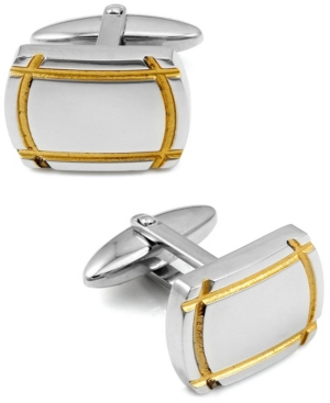 image of Sutton Sterling Silver Cufflinks With Gold Trim