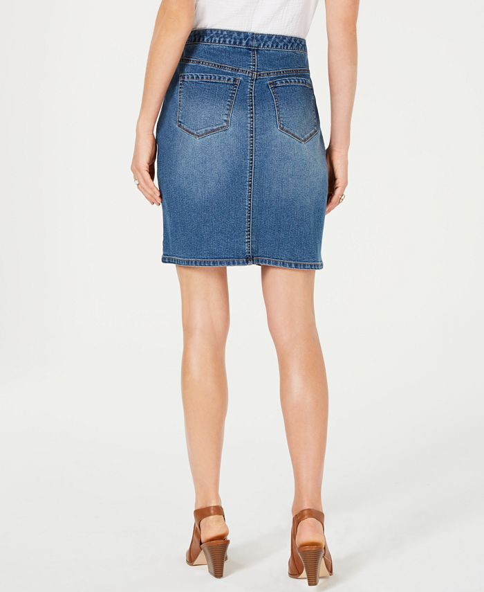 Style & Co Petite Button-Down Denim Skirt, Created for Macy's - Macy's