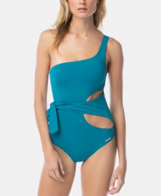 Vince Camuto V-Neck Wrap-Tie One-Piece Swimsuit Black 12 - View #6