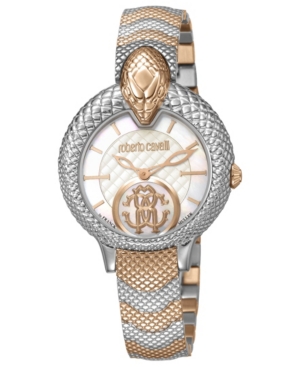 ROBERTO CAVALLI BY FRANCK MULLER WOMEN'S SWISS QUARTZ MOTHER OF PEARL DIAL TWO-TONE ROSE GOLD STAINLESS STEEL BRACEL