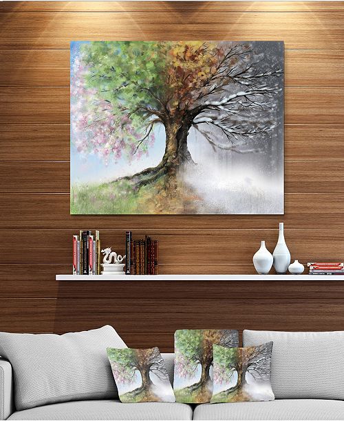 Design Art Designart Tree With Four Seasons Tree Painting Metal
