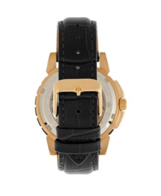 Philippe Automatic Rose Gold Case, Black Dial, Genuine Black Leather Watch 41mm