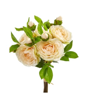 Nearly Natural 11" Camellia Artificial Flower Bouquet (set Of 4) In Peach