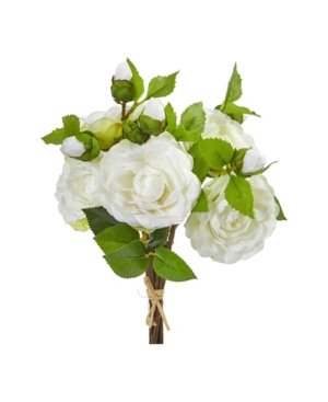 Nearly Natural 11" Camellia Artificial Flower Bouquet (set Of 4) In White