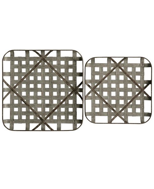 Stylecraft Cross Hatch Trays Metal Wall Plaques Set Of Two