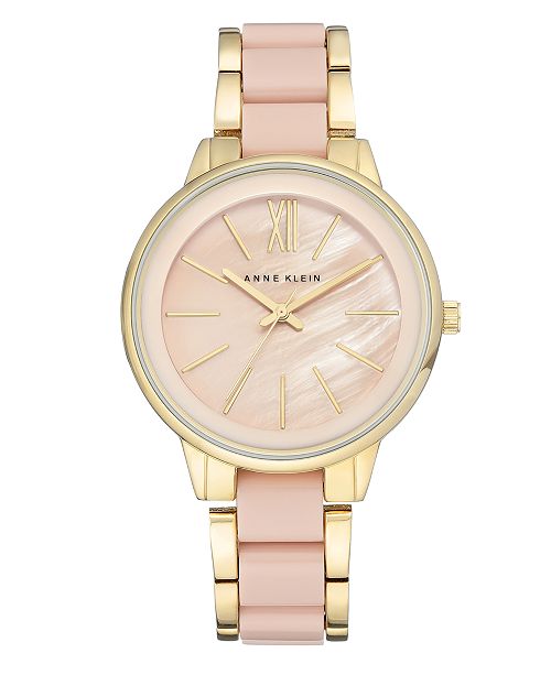 Anne Klein Women S Gold Tone Blush Link Bracelet Watch 37mm Ak