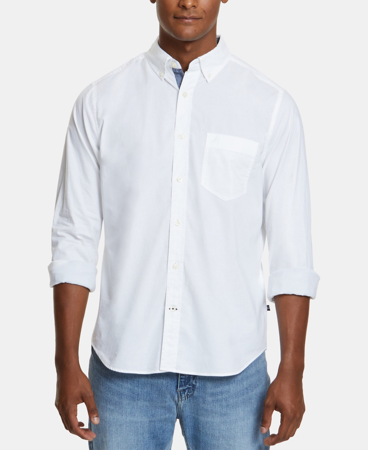 Men's Classic-Fit Stretch Solid Oxford Button-Down Shirt - Light French Blue