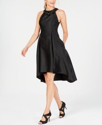 macy's black high low dress