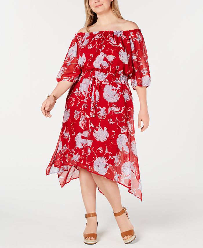 Tommy Hilfiger Plus Size OffTheShoulder Peasant Dress, Created for