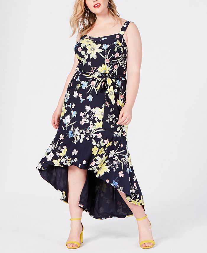 RACHEL Rachel Roy Trendy Plus Size Floral High-Low Dress - Macy's