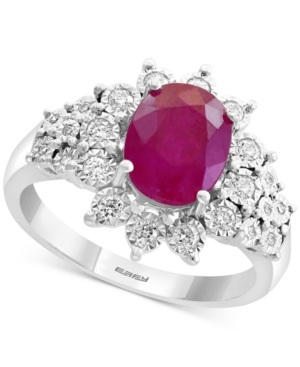 image of Effy Certified Ruby (1-9/10 ct. t.w.) & Diamond (1/4 ct. t.w.) Ring in 14k White Gold