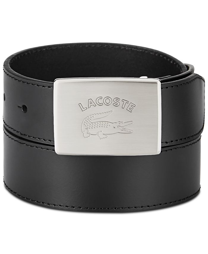 Lacoste Men's Logo Buckle Black Leather Belt Macy's