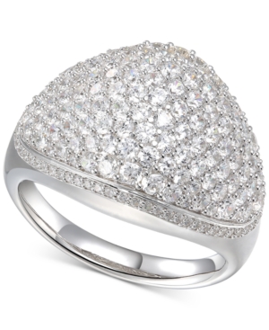 image of Cubic Zirconia Pave Dome Ring in Sterling Silver