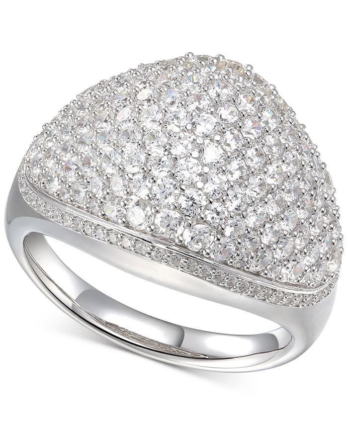 Macy's Cubic Zirconia Pavé Dome Ring in Sterling Silver - Macy's